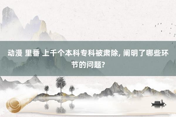 动漫 里番 上千个本科专科被肃除， 阐明了哪些环节的问题?