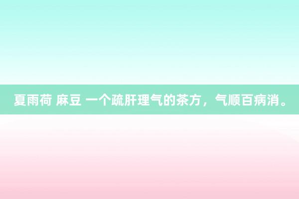 夏雨荷 麻豆 一个疏肝理气的茶方，气顺百病消。